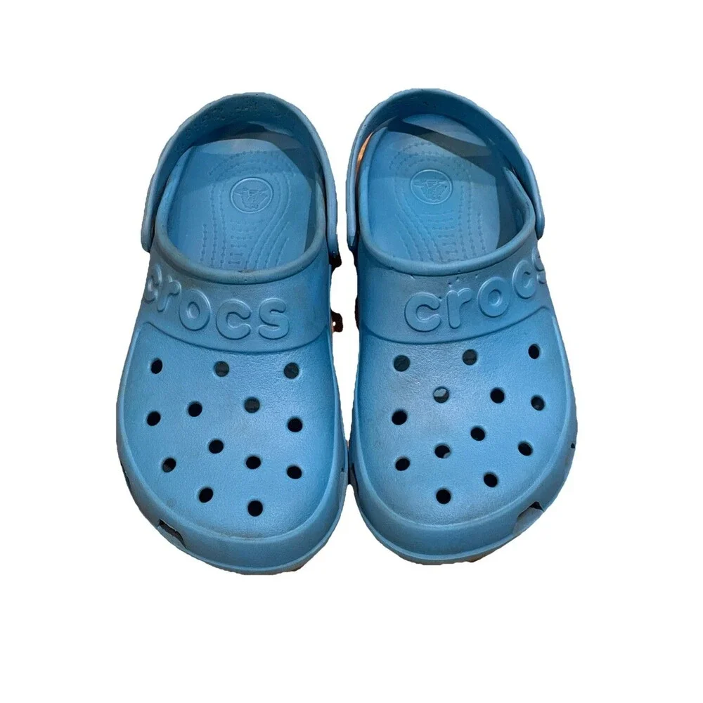 Crocs Blue Clog Unisex M6 W8 Embossed Logo Slip On Comfort Shoe